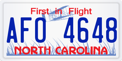 NC license plate AFO4648