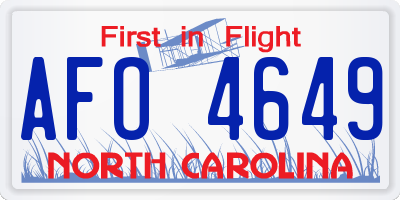 NC license plate AFO4649
