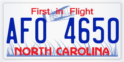 NC license plate AFO4650