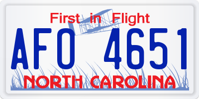 NC license plate AFO4651