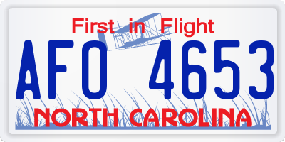 NC license plate AFO4653