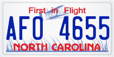 NC license plate AFO4655