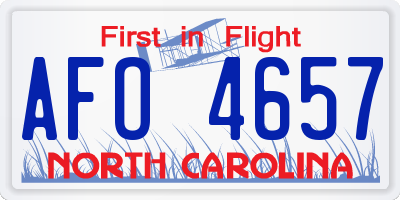 NC license plate AFO4657