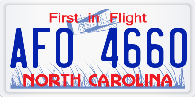 NC license plate AFO4660