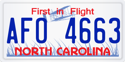 NC license plate AFO4663