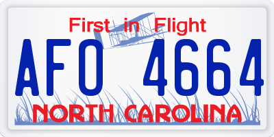 NC license plate AFO4664