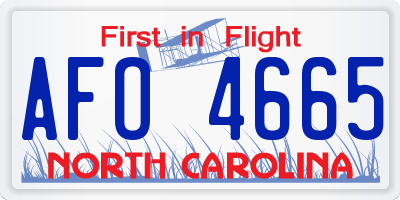 NC license plate AFO4665