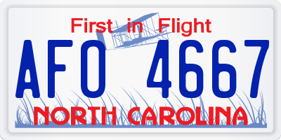 NC license plate AFO4667