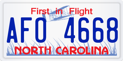NC license plate AFO4668