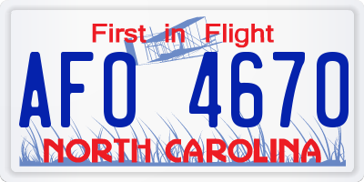 NC license plate AFO4670
