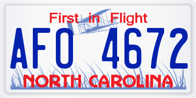 NC license plate AFO4672