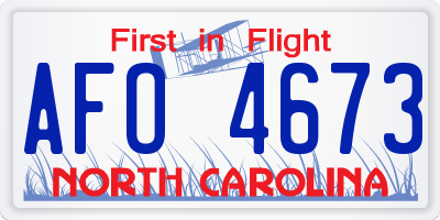 NC license plate AFO4673