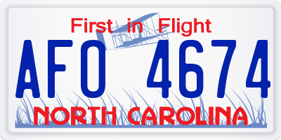 NC license plate AFO4674