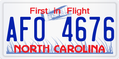 NC license plate AFO4676