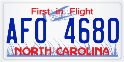 NC license plate AFO4680