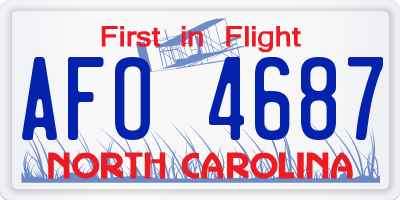 NC license plate AFO4687