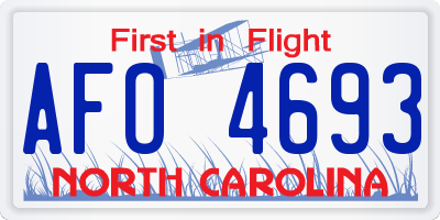 NC license plate AFO4693