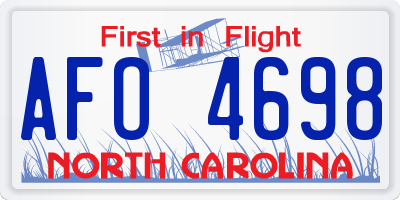 NC license plate AFO4698