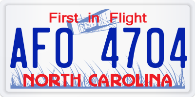 NC license plate AFO4704