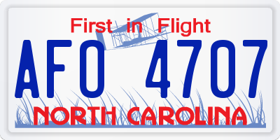 NC license plate AFO4707
