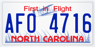NC license plate AFO4716