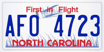 NC license plate AFO4723
