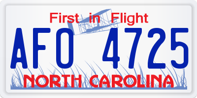 NC license plate AFO4725