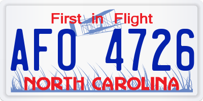 NC license plate AFO4726