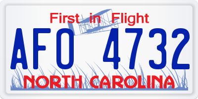 NC license plate AFO4732