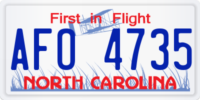 NC license plate AFO4735