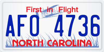 NC license plate AFO4736