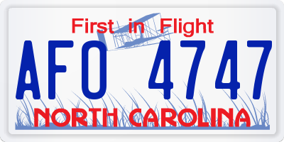 NC license plate AFO4747