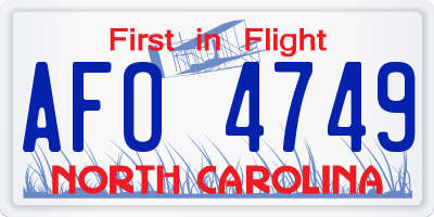 NC license plate AFO4749