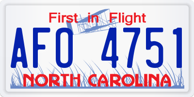 NC license plate AFO4751