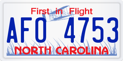 NC license plate AFO4753