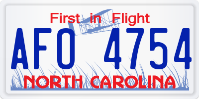 NC license plate AFO4754