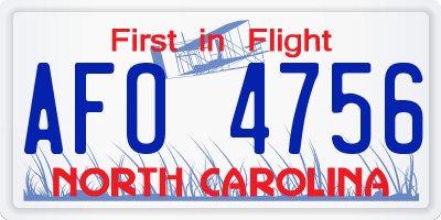 NC license plate AFO4756