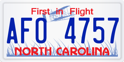 NC license plate AFO4757