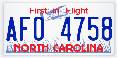 NC license plate AFO4758