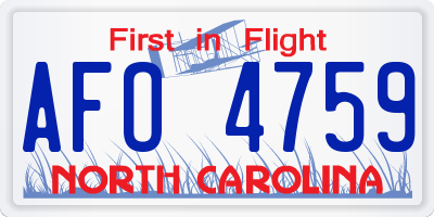NC license plate AFO4759