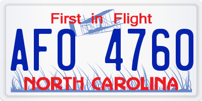 NC license plate AFO4760