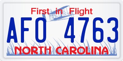 NC license plate AFO4763