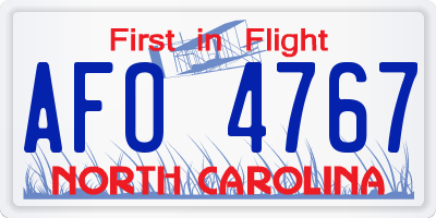 NC license plate AFO4767
