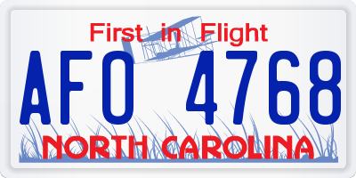 NC license plate AFO4768