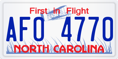 NC license plate AFO4770