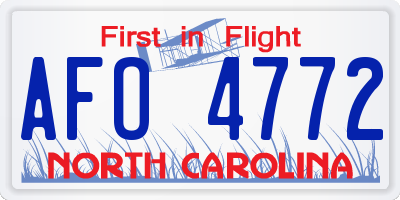 NC license plate AFO4772