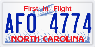 NC license plate AFO4774