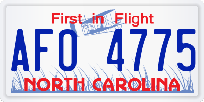 NC license plate AFO4775