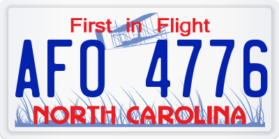 NC license plate AFO4776