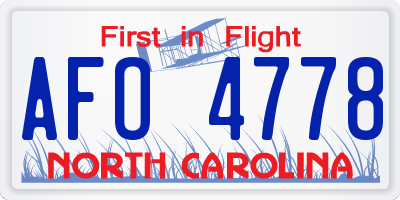 NC license plate AFO4778